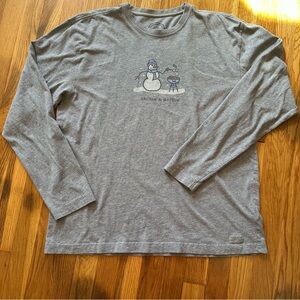 Life Is Good “Chillin’ and Grillin’” Long Sleeve Large T-Shirt Snowman Graphic